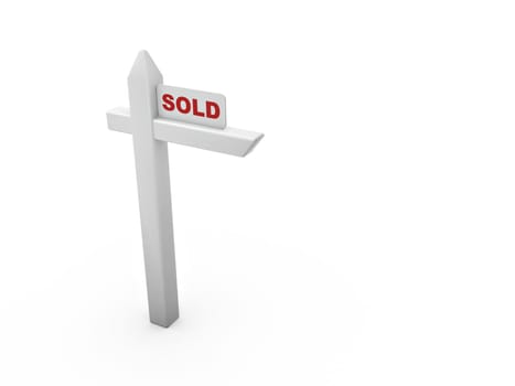 red sold sign isolated on white background