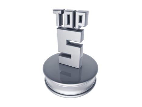 platinum top five in rank list trophy isolated on white background