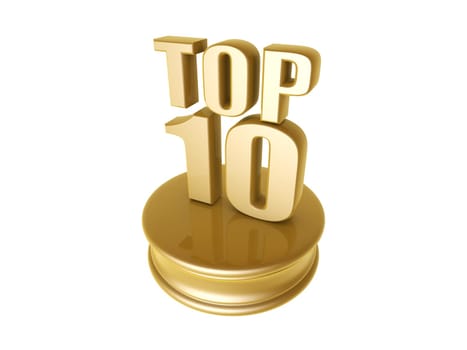 golden top ten in rank list trophy isolated on white background
