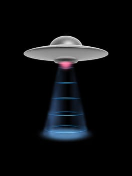 ufo disc with power lighting on dark background