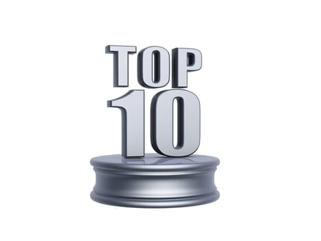 platinum top ten in rank list trophy isolated on white background