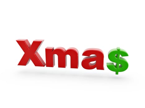 Christmas dollar sign isolated on white background