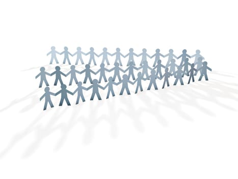 white paper men group over white background