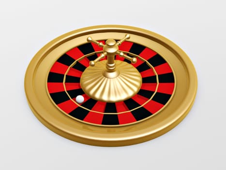 Roulette wheel of casino on white background