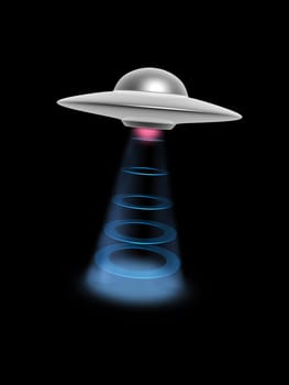 ufo disc with power lighting on dark background