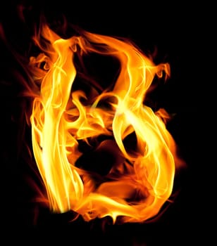 Fiery font. Letter B