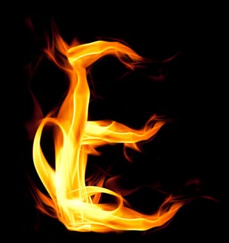 Fiery font. Letter E