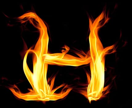 Fiery font. Letter H