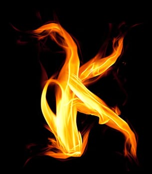 Fiery font. Letter K