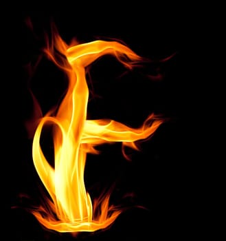 Fiery font. Letter F