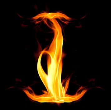 Fiery font. Letter I