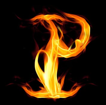 Fiery font. Letter P