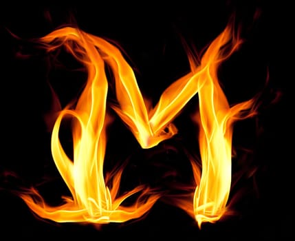 Fiery font. Letter M