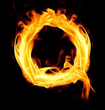 Fiery font. Letter Q
