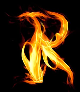 Fiery font. Letter R