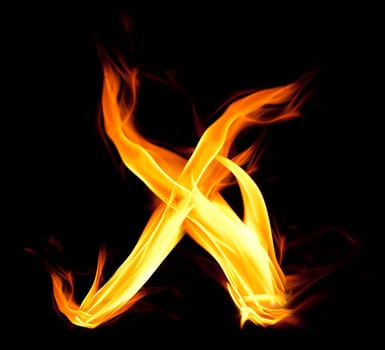 Fiery font. Letter X