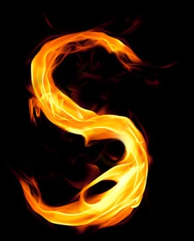 Fiery font. Letter S