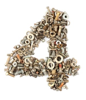 numbers made of bolts - four