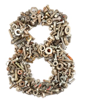 numbers made of bolts - eight