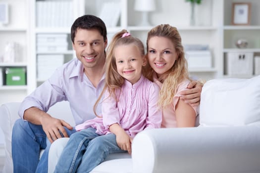 A happy family with a child at home