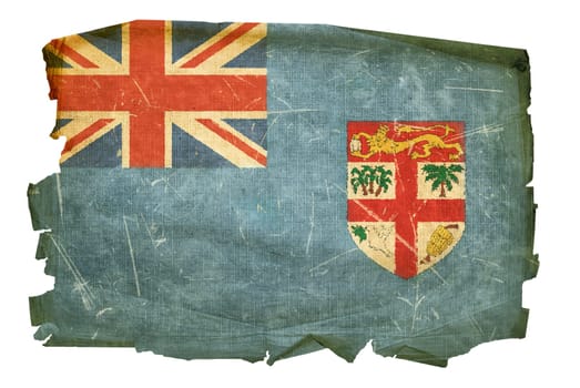 Fiji flag old, isolated on white background
