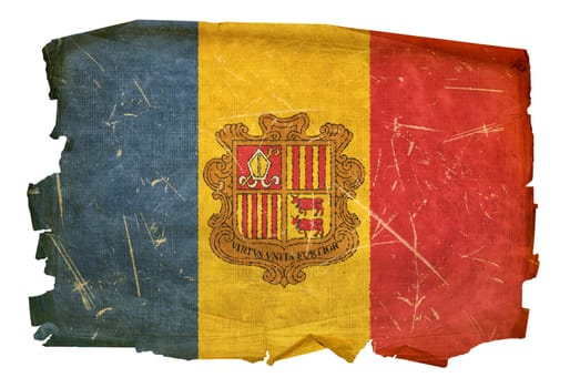 Andorra flag old, isolated on white background