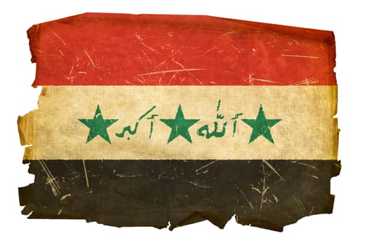 Iraq flag old, isolated on white background