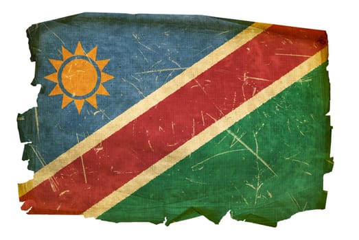 Namibia flag old, isolated on white background
