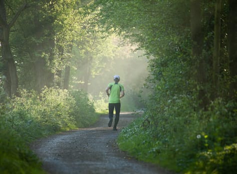 Older woman running into distance