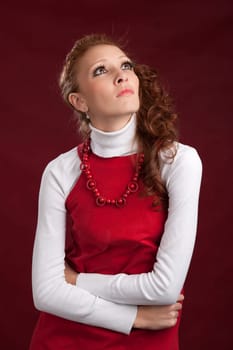 portrait of Fashion Woman looking up