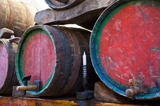 Italy - old tap on a barrel of Barbera wine, Piedmont region