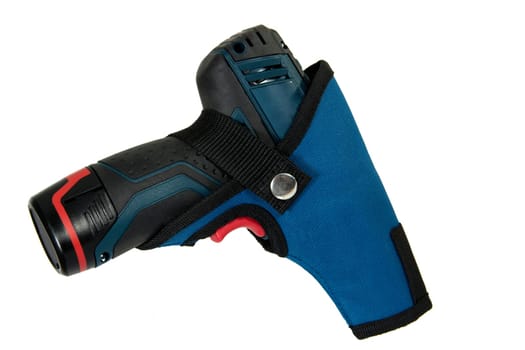 Cordless power tools in a case, isolated on a white background