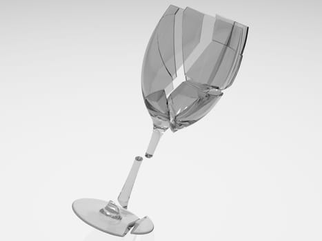 Wine glass falling and hitting the ground