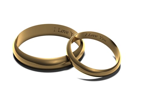 A mans and womens engraved wedding rings