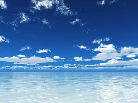 Blue summer sky with a calm sea