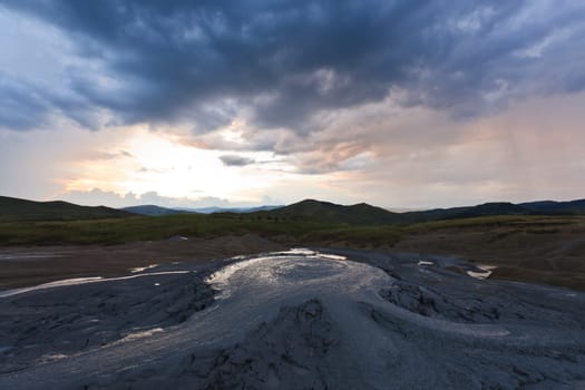 strange landscape produced bu active mud volcanoes