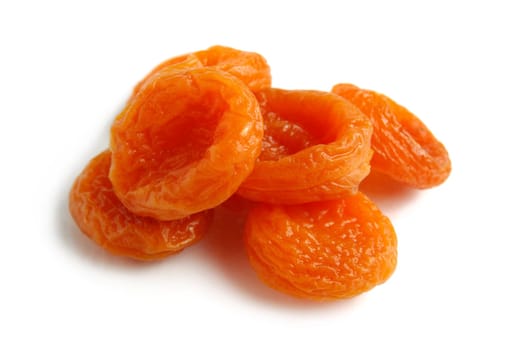 Dried apricots close-up Isolated over white background