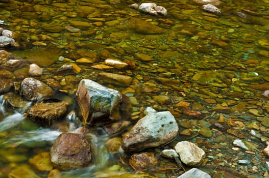 Stream over pebbels and rocks