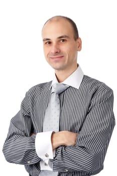 Smiling handsome businessman. Isolated over white background