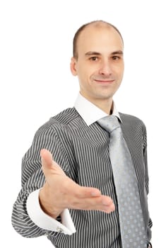 businessman giving hand for an handshake