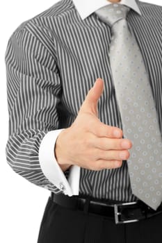 businessman giving hand for an handshake
