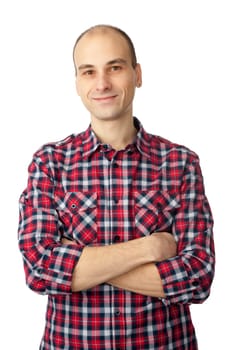 Handsome man smiling. Isolated over white background