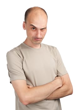 Angry young man isolated on a white background