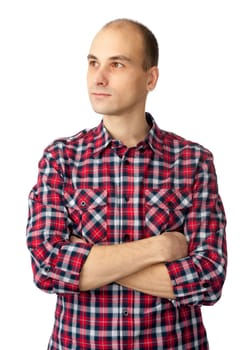 pensive young man isolated on white