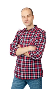 happy young casual man portrait, isolated on white