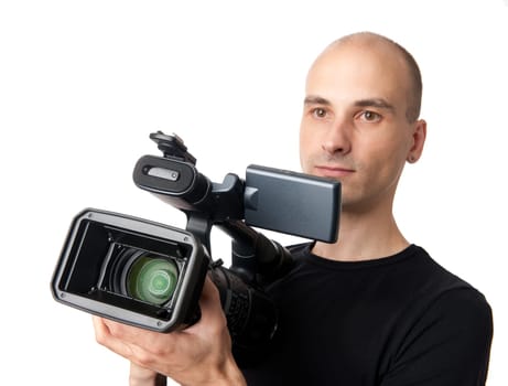 Cameraman, isolated on white background