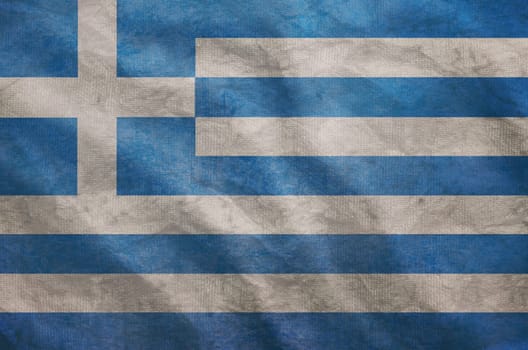 Weathered Greece flag grunge rugged condition waving