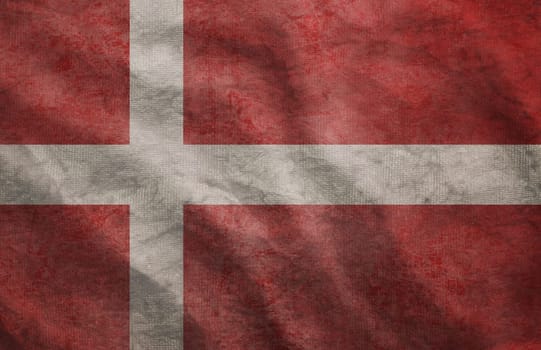 Weathered Denmark flag grunge rugged condition waving