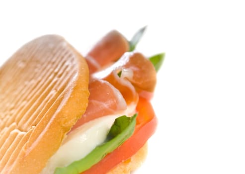 panini sandwich with fresh caprese and parma ham