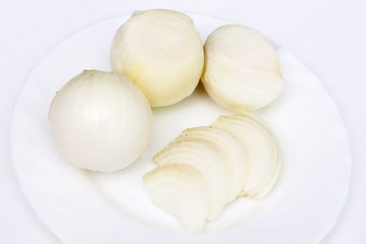 Onion on the white plate